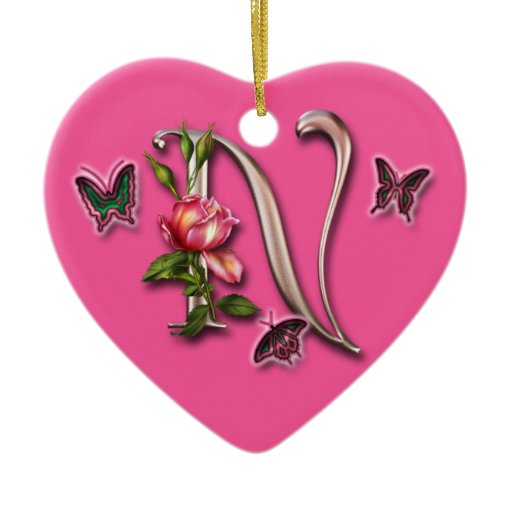 monogram letter n heart ornament zazzle monogram letter n heart ornament zazzle
