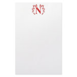 Monogram Letter N Red Leaves stationery