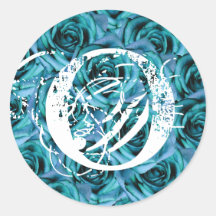 Monogram Letter O Blue Roses Sticker