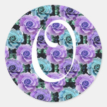 Monogram Letter O Blue Roses Sticker