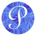 Monogram Letter P Blue Rose Sticker