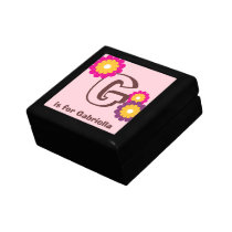 Monogram letter pink purple mod flower trinket box gift boxes
