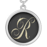 Monogram Letter R initial Necklace Sterling Silver