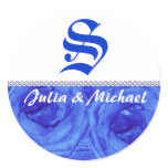 Monogram Letter S Blue Rose Sticker