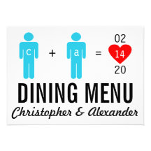 Monogram Love Couple Wedding Menu Cards Custom Invitations