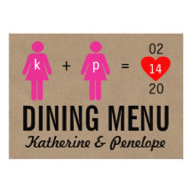 Monogram Love Couple Wedding Menu Cards Custom Invite