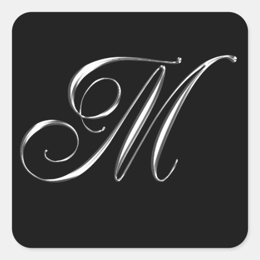 Monogram M Formal Wedding Envelope Seal Stickers
