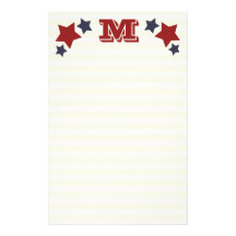 Monogram M / Initial M Stars & Stripes Stationery