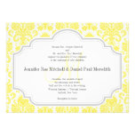 Monogram M Yellow  Damask Wedding Invitations invitations