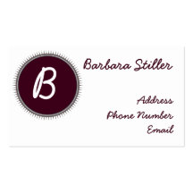 Monogram Maroon Circle Business Card Templates