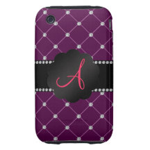 Monogram Maroon diamonds iPhone 3 Tough Case