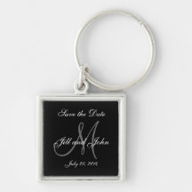 Monogram Names Save the Date Key Chain
