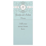 Monogram Names Wedding Menu Cards Blue rack cards