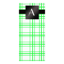 Monogram neon green plaid rack card template
