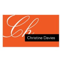 Monogram orange business card