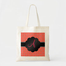 Monogram Orange diamonds Tote Bag