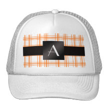 Monogram orange plaid trucker hats