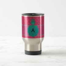 Monogram owl pink polka dots coffee mugs