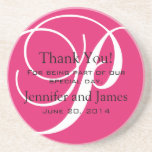 Monogram P Pink White Wedding Favour Coasters