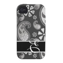 Monogram Paisley  iPhone 4 Case-grey tones