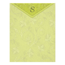 Monogram Pea Green Floral Personalized Letterhead