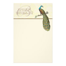 Monogram Peacock Branch Stationery