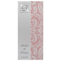 Monogram Pink  Damask Wedding Program Invitation