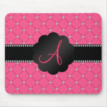 Monogram Pink diamonds Mouse Pads