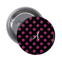 Monogram pink glitter polka dots