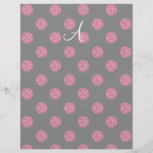 Monogram pink glitter polka dots flyers