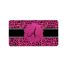 Monogram pink leopard labels