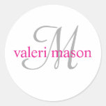Monogram: Pink name with grey initial (#LABL 015) Stickers