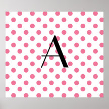 Monogram pink polka dots print