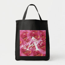 Monogram Pink Roses ToteBag Letter A