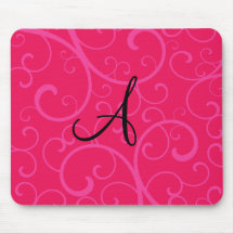 Monogram pink swirls mousepads