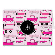Monogram Pink Wheels Cars Trucks Scooters Wagons Cards