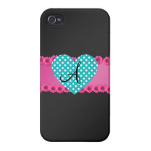 Monogram polka dot heart cover for iPhone 4