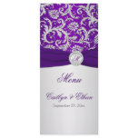 Monogram Purple and Silver Damask Menu Card rack cards