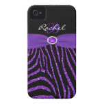 Monogram Purple, Black Glitter Zebra iPhone 4/4S Case-Mate iPhone 4 Cases