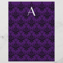 Monogram purple damask flyer design