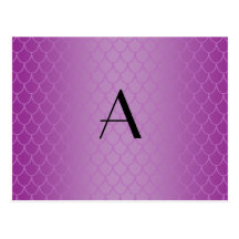 Monogram purple dragon scales postcards