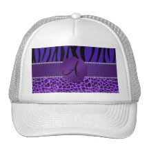 Monogram purple leopard zebra pattern mesh hats