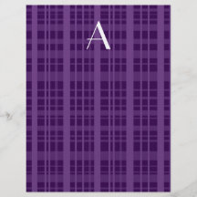 Monogram purple plaid flyer design
