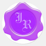 Monogram Purple Wax Seal Wedding Stickers