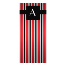 Monogram Red and black stripes Rack Cards