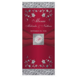 Monogram Red and Silver Floral Menu Card rack cards