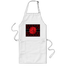 Monogram red glitter damask apron