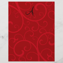 Monogram red swirls full color flyer
