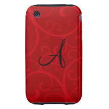Monogram red swirls iPhone 3 tough cover