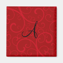 Monogram red swirls magnets